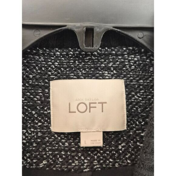 LOFT Marled Knit Bomber Jacket,Textured Zip-Up, Minimal Chic, Size L - Picture 2 of 9